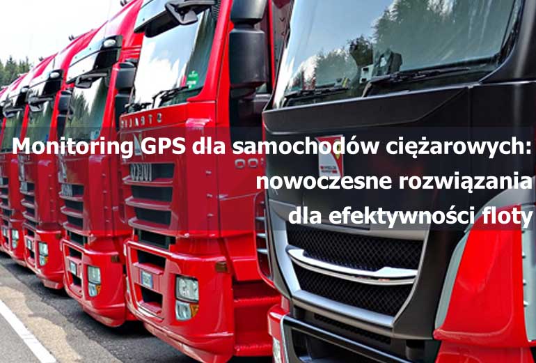 grafika przedstawia flote czerwonych samochodów ciężarowych